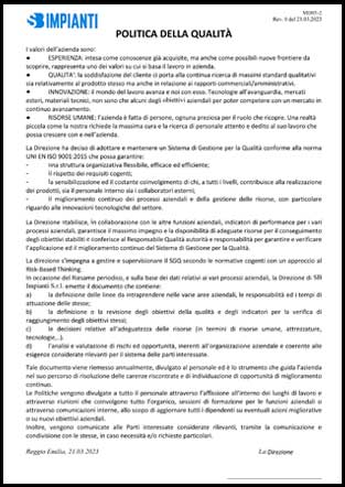 Politica della qualità